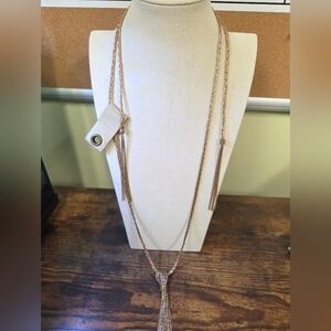 Anthropologie Goldtone Tassel Necklace